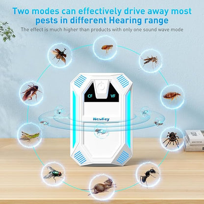 Ultrasonic Pest & Insect Repeller, Ultrasonic Repellent for Roach, Rodent, Mouse, Bugs, Mosquito, Mice, Spider, Ant,Electronic Plug in Pest Control,2 Mode Switching,6 Packs