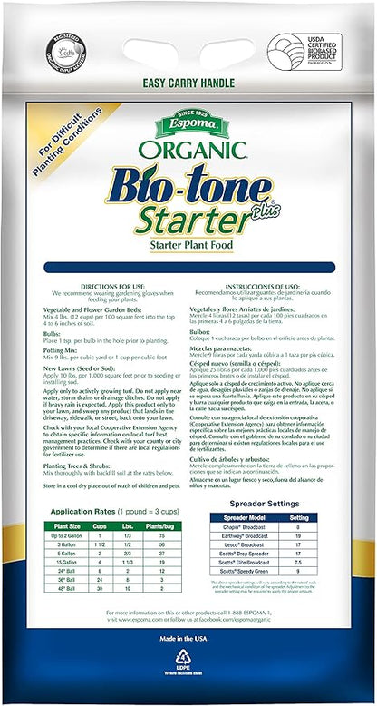 Espoma Organic Bio-Tone Starter Plus 4-3-3 Natural & Organic Starter Plant Food with Both Endo & Ecto Mycorrhizae; 25 lb. Bag; The Ultimate Starter Plant Food