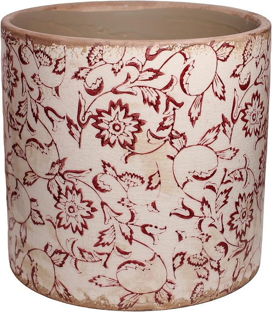 7.7" Planters For Indoor Outdoor Plants, Rustic Pots For Plants, Vintage Plant Pots Indoor, Tuscan Indoor Tree Pot, house decor, gardening gifts for women, Red Flower Pot Outdoor For Garden, Large