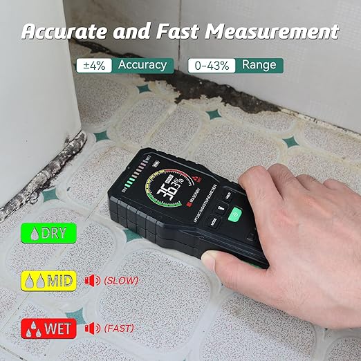 RDINSCOS Moisture Meter detects Moisture from leaks, Flooding, or high Humidity in basements, bathrooms, Kitchens and Drywall