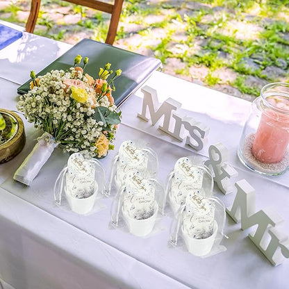 Cinrobiye 50 Sets Let Love Grow Wedding Favors for Guests Seed Packet Bags (Seed Not Include) with Tags & Labels Flowerpot for Bridal Shower Party Favors Bulk Wedding Souvenirs for Guests(Blue Floral)