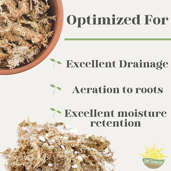Soil Sunrise Sphagnum Moss Potting Mix (1 Quart) for Carnivorous Plants: Blend of Dried Moss with Perlite