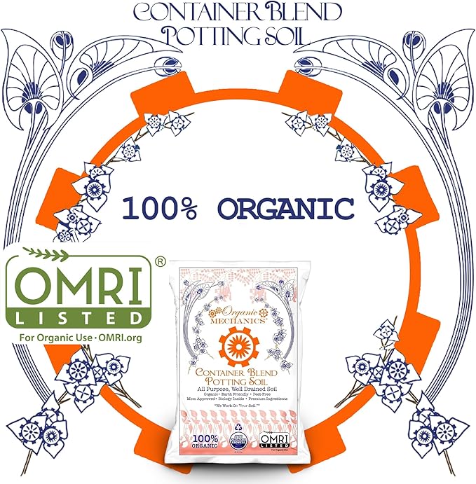 Organic Mechanics Container Blend Potting Soil, 16 qt - All-Purpose, Peat-Free, Well-Drained Blend with Compost, Rice Hulls, and Worm Castings for Growing Annuals, Perennials, Woody Plants