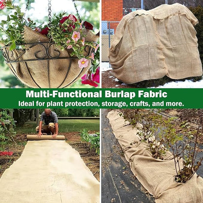 40" x 160 feet Burlap Fabric Roll – Multipurpose Burlap Tree Wrap, Natural Jute Garden Fabric for Outdoor Plant Cover, Weed Barrier Cloth, Landscaping, DIY Crafts, Gardening & Rustic Party Decor