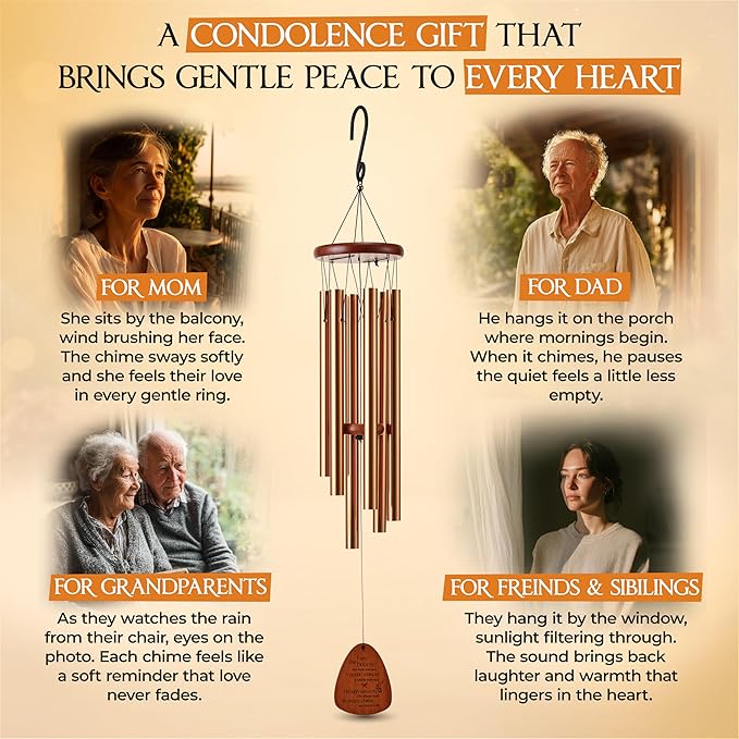 32 Inch Memorial Wind Chimes Outdoor, Sympathy Gifts for Loss of Loved One, Memorial Gifts for Loss of Mom, Sympathy Wind Chimes for Mother, Father, Brother, Sister