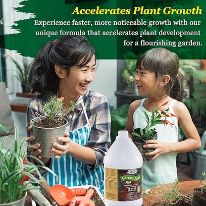 Medina Garrett Juice Plus -Liquid Plant Food & Fertilizer for Houseplants, Lawn, & Garden | Foliar Solution & Growth Enhancer, Ideal for Potted & Patio Plants | Nitrogen-Rich Liquid Fertilizer - 1 Gal