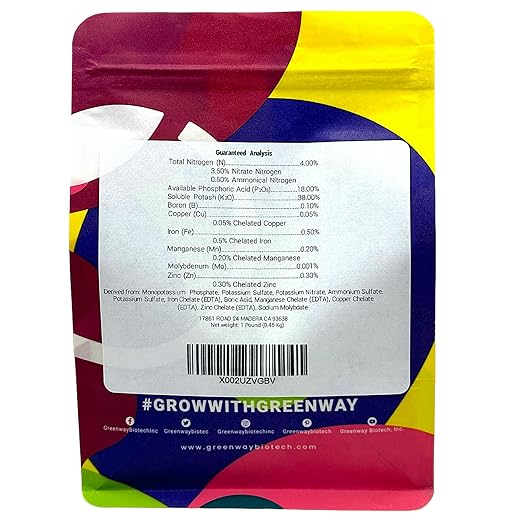 Greenway Biotech, Inc. Tomato Fertilizer 4-18-38 Powder - Water Soluble with Chelated Micronutrients for Tomatoes Peppers Eggplant - Bigger Fruit Better Flavor - Hydroponics or Soil - 1 LB
