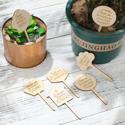 36 Pieces Thank You for Helping Me Grow Plant Markers Wooden Plants Labels Succulent Labels Wooden Plant Markers for Vegetable Flowers Garden Potted Plants