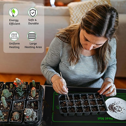 Seedling Heat Mat for Seed Starting,10" x 20.75" Waterproof Heating Pad for Indoor Plants Germination (Black 1 Pack)