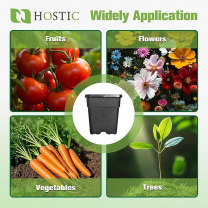 HOSTIC 3 Gallon Square Nursery Pots Flexible Plastic Pots for Plants Gallon Pot with Drainage Holes 10 Pcs