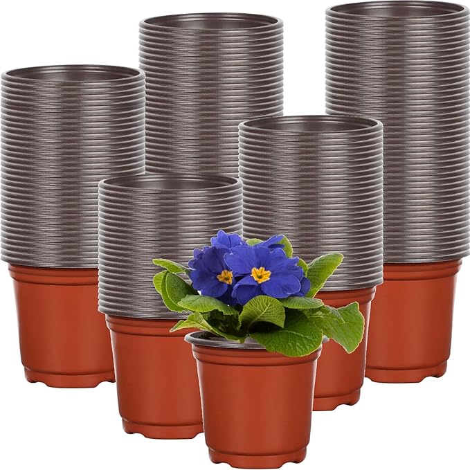 600 Pcs 6 Inch Plant Nursery Pots Bulk Plastic Pots Plants Seed Starting Pots Garden Pots with Drainage Holes for Plants Succulents Seedlings Cuttings Transplanting (600, 6 Inch)
