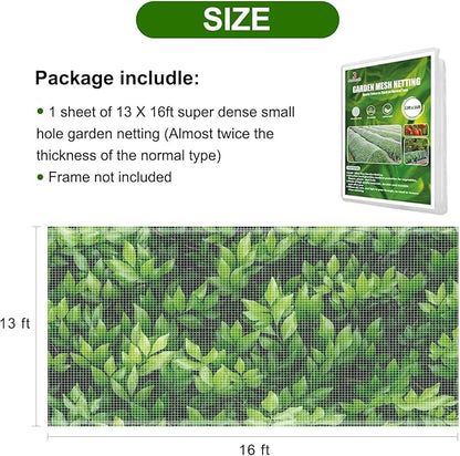 Garden Netting, Jevrench Durable Ultra Fine Garden Netting, Garden Plant Cover Row Cover Makes Plants, Vegetables, Fruits, and Flowers Grow Better (13ft x 16ft)