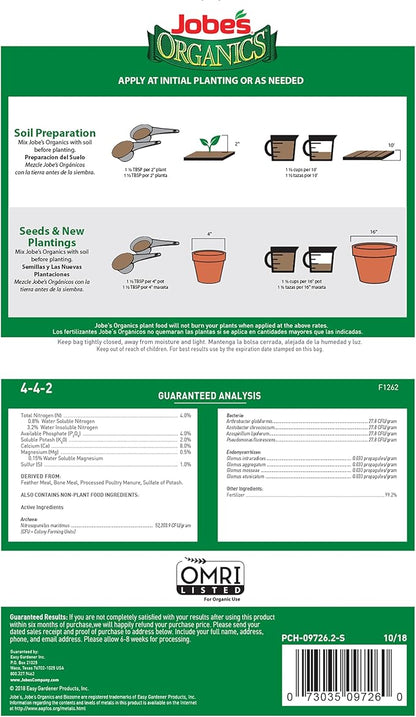 Jobe's Organics Granular Fast Start Planting Fertilizer, Organic Fertilizer for Transplants, Seedlings, and New Growth, 4 lbs Bag
