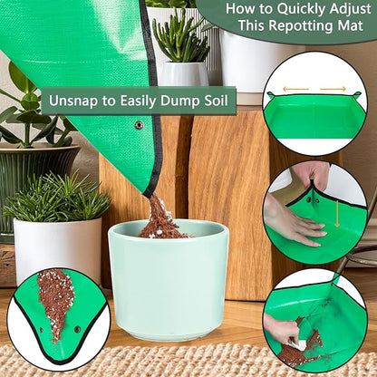 Herda 39.5" x 31.5" Plant Repotting Mat Waterproof Transplanting Mat and Potting Soil Mess Control,Square Succulent Gardening Mat Potting Soil Tidy Tray Repotting Mat Thick Foldable Soil Change Mat