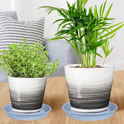 6 Pack of Plant Saucer Tray 7 8 inch, Heavy Duty Plastic Pot Plant Drip Trays Saucers for for Indoors Outdoor, Plant Water Tray for Planters 7-9" (8", Light Gray)