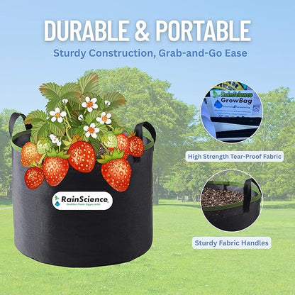 Grow Bag 10 Gallon, Planting Pots - Colorful Plant Grow Bags Pots Gardening Vegetable - Air Pruning Mesh Fabric Plant Container - (Black/ODGreen)