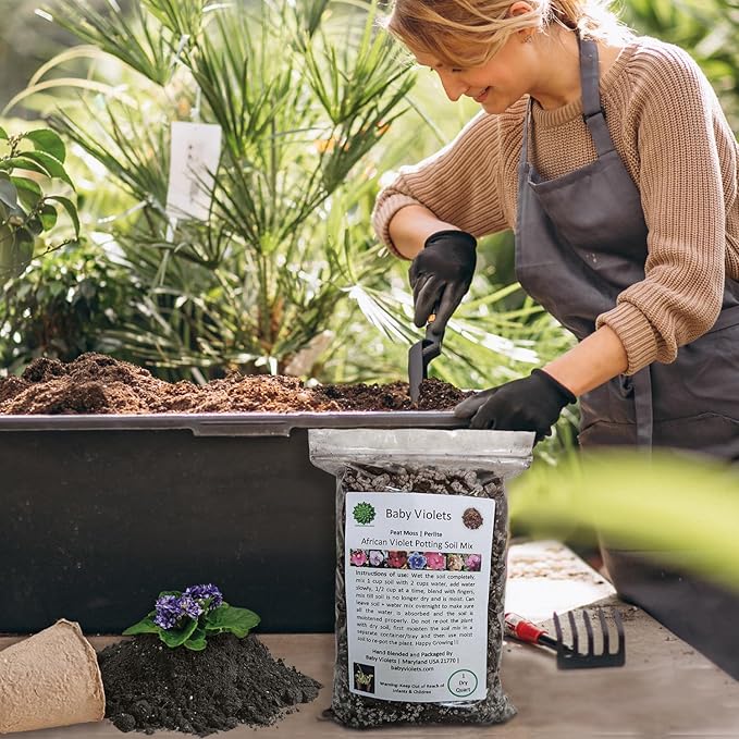 African Violet Plant Potting Soil Mix Peat Moss & Perlite 1 Quart (1qt 4 Level Cups)
