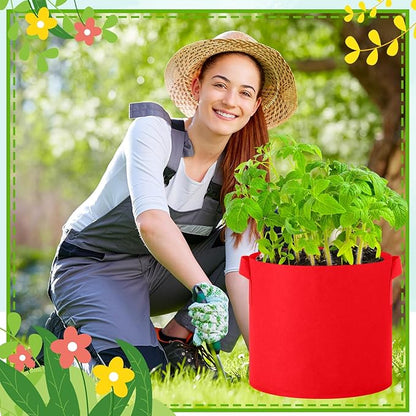 24 Pcs Multicolor Plant Grow Bags Large Grow Bags Fabric Planter Thickened Non Woven Fabric Pots with Handles for Indoor Outdoor Garden Planting Seeds Flower, 6 Colors (10 Gallon)