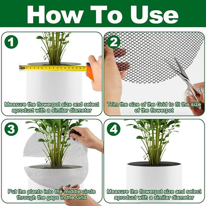8Pcs Plant Pot Grids,15.8Inch Plant Pot Cover with 30 U-Shaped Nails, Cat Proof Protector for Potted Plants,Dig-Free Soil Cover & Flower Pot Grid Guard