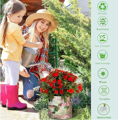 10 Gallon Hummingbird Foraging Flowers Butterfly Grow Bag Heavy Duty Thickened Plant Pot Containers with Handles for Potato Tomato Flowers Fruits Vegetables