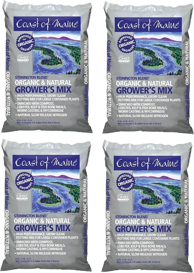 Coast of Maine Stonington Blend, 1.5 cu ft (Pack of 4) Organic and Natural Grower?s Mix for Large Container Plants