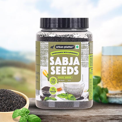 Urban Platter Basil Seeds Jar | 24.69 Oz (700g) | Tukmaria, Sabja Seeds | Rich in Fibre | Natural Cooling Superfood | Perfect for Falooda, Drinks, Smoothies & Desserts
