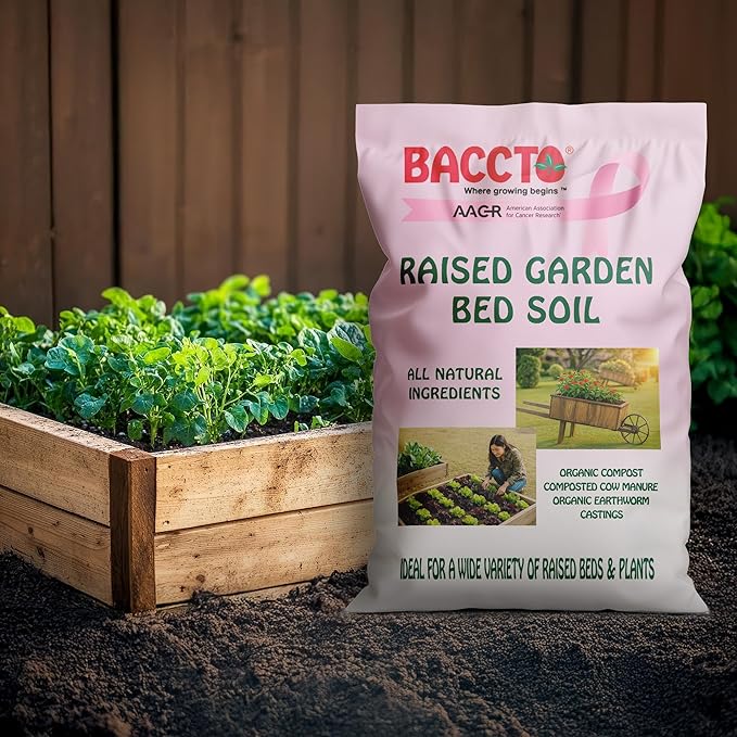 Michigan Peat Company BACCTO Raised Bed Soil with Organic Compost, Manure, & Earthworm Castings for All Plant Types, 1.5 Cubic Feet