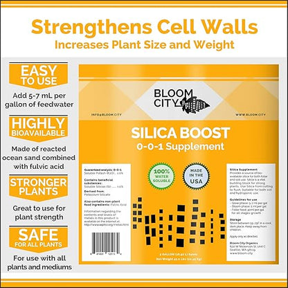 Bloom City Liquid Silica Boost Fertilizer and Supplement, 1/2 Pint (8 oz) Concentrated Makes 45 Gallons