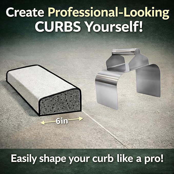 Landscape Curb Trowel Edger, Curb It Yourself, Curb and Gutter Shape Maker, Concrete Curb Trowel, Rectangular trimmer - 4" x 6" x 4" (Slope Curb It Yourself)