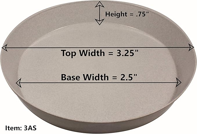 Saucer 3 Inch (2.5 Inch Base) Case of 10 Plant Saucers - White Granite Colored Polypropylene