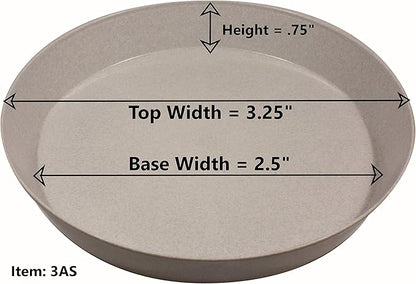 Saucer 3 Inch (2.5 Inch Base) Case of 10 Plant Saucers - White Granite Colored Polypropylene