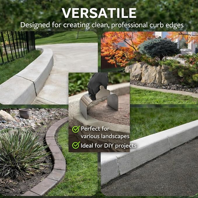 Landscape Curb Trowel Edger, Curb It Yourself, Curb and Gutter Shape Maker, Concrete Curb Trowel, Rectangular trimmer - 4" x 6" x 4" (Slope Curb It Yourself)