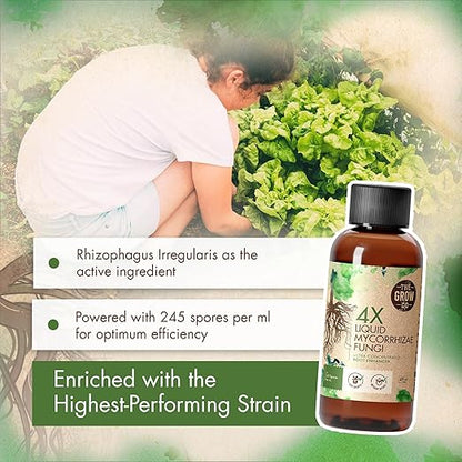 4oz Mycorrhizae for Plants, 4X Liquid Mycorrhizal Inoculant for Strong Roots, Concentrated Myco Fungi for Massive Root Growth - Ideal Mycorrhiza or Mycorrhizal for Plants to Avoid Transplant Shock