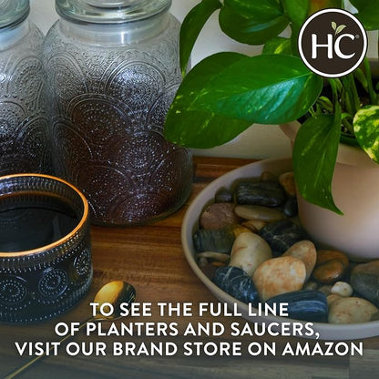 The HC Companies 8 Inch Prima Round Planter Pots with Drainage Holes & Rolled Rim, Lightweight UV-Resistant Plastic Indoor & Outdoor Planters, 4-Pack Flower Pots for Garden & Home Decor, Twilight Blue