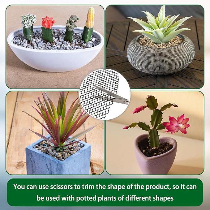8Pcs Plant Pot Grids,15.8Inch Plant Pot Cover with 30 U-Shaped Nails, Cat Proof Protector for Potted Plants,Dig-Free Soil Cover & Flower Pot Grid Guard