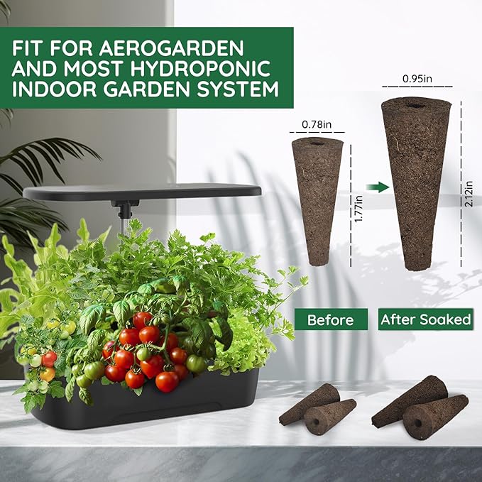 121pcs Seed Pods Kit for AeroGarden, Seed Starter Sponges, Hydroponics System Indoor for All Brands, Grow Anything Kit with 30 Grow sponges, 30 Pod Labels, 30 Grow Baskets, 30 Grow Domes, 1 Tweezer