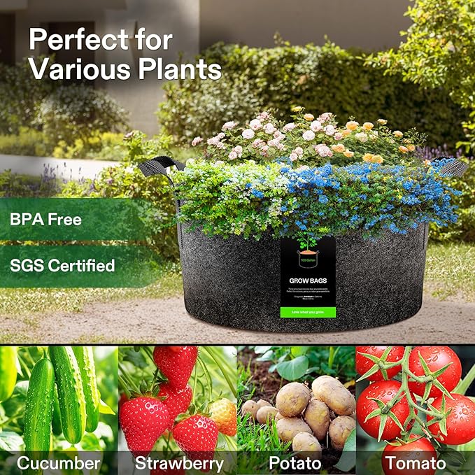VIVOSUN 1 Pack 100 Gallon Grow Bag, Fabric Pot with Handles for Vegtables and Plants