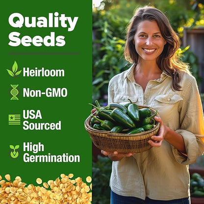 HOME GROWN Jalapeno Pepper Seeds – 258 Heirloom Seeds (Capsicum annuum) – High Germination, Easy to Grow, Early Harvest Hot Peppers