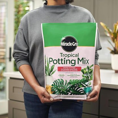 Miracle-Gro Tropical Potting Mix, for Container Plants, Use with Snake Plants, Spider Plants, Pothos, Monstera, 6 qt., 12-Pack