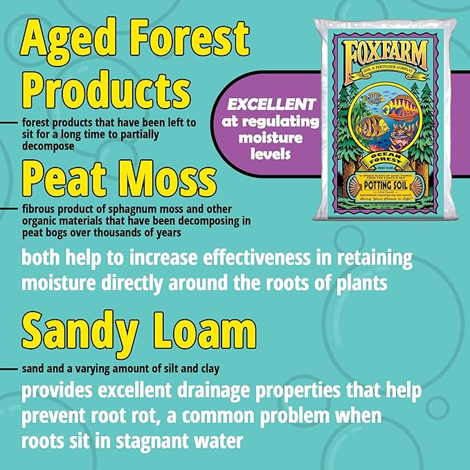 FoxFarm Ocean Forest Potting Soil, 1.5cu ft (Pack of 6) - Light, Aerated Texture, Designed for All Container Plants - pH Adjusted for Optimal Nutrient Uptake, Effectively Retains Moisture