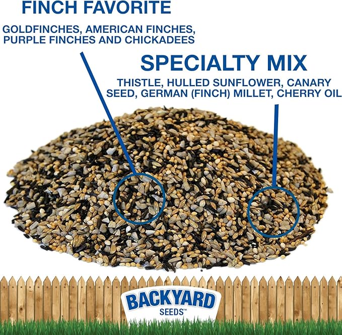 CountryMax Backyard Seeds Finch & Small Songbird Frenzy 40lbs - Premium Nyjer Thistle Seed Blend for Finch Feeders, Small Bag of Wild Bird Food