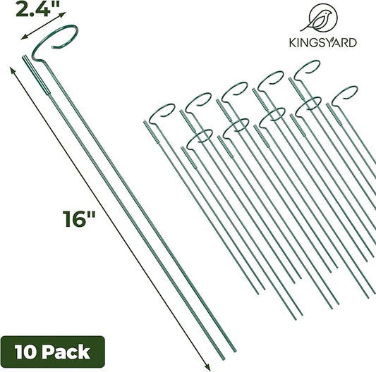 Kingsyard 10 Pack Plant Support Stakes - 4.5mm Thick Adjustable Sizes 16 or 32 Inch, Metal Plant Stakes for Indoor Plants or Outdoor Plants, for Garden Flowers Tomatoes Monstera