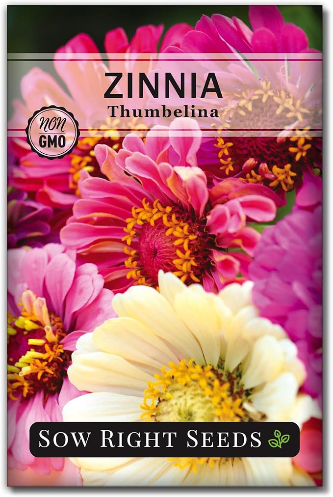 Sow Right Seeds - Dwarf Flower Seed Collection for Planting - Individual Packets of Zinnia Thumbelina, White Linen Poppy, Tetra Snapdragon, Dwarf Dahlia, and Sparky Marigold Non-GMO Heirloom Seeds