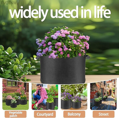 5-Pack 10 Gallon Fabric Grow Bags with Handle, Heavy Duty 300G Thickened Nonwoven with Handles and Reusable, Suitable for Garden Vegetables,Fruits and Flowers(Black)