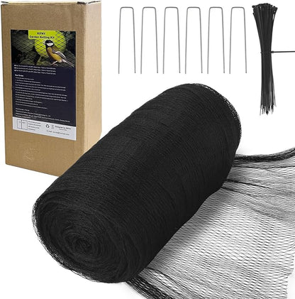 Bird Netting for Garden - 13 x 16.4 FT Heavy Duty Anti Bird Netting Mesh with Ties and Landscape Staples for Vegetable, Fruit Trees & Other Plants, Lasting Against Birds Deer Squirrels and Poultry
