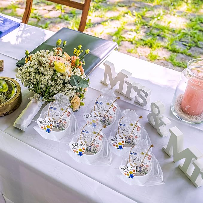 Cinrobiye 50 Sets Let Love Grow Wedding Favors for Guests Seed Packet Bags (Seed Not Include) with Tags & Labels Flowerpot for Bridal Shower Party Favors Bulk Wedding Souvenirs for Guests (Wild Flower)