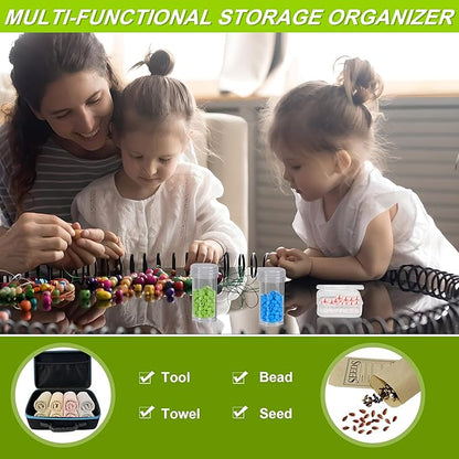 87 Slots Seed Storage Organizer Box with 20 Envelopes, Large Capacity Seed Storage Container with Zipper Bag, Label Stickers, Tweezers, Funnel, Garden Seeds Saver Kit for Vegetable, Flower