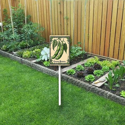 Uptell Vegetable Garden Green Beans Yard Sign Label With Stake Plant Markers For Outdoor Plants Waterproof 8x12inch Nursery Garden Outdoor Sign