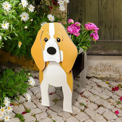 Beagle Dog Planter, Cute Animal Shape Flower Planters, Plant Pots for Indoor/Outdoor Garden Decor, Unique Gifts/Souvenirs for Pet Lovers