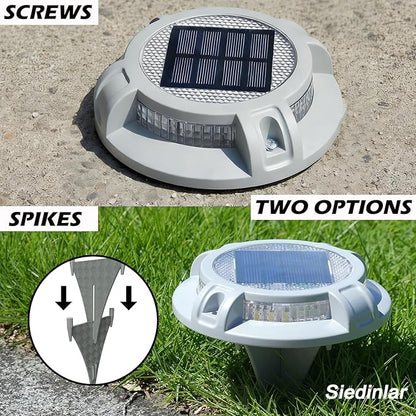 SIEDiNLAR Solar Driveway Lights Outdoor 4 Modes 40 LEDs Deck Driveway Markers Waterproof Marine Dock Light for Walkway Pathway Ground Step Garden Yard, Blue/White Dynamic Lighting (16 Pack)